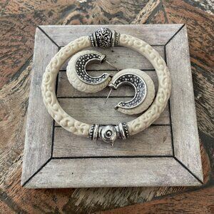 Brighton’s Retired "Safari" or "Tribal" Hinged Bangle Bracelet and Earrings Set